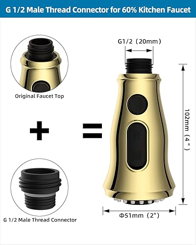 Miniatura 3 de Hygie Rinse Cabezal rociador extraíble para grifo con 3 funciones, repuesto de cabezal de grifo con 9 adaptadores compatibles con cabezal de grifo