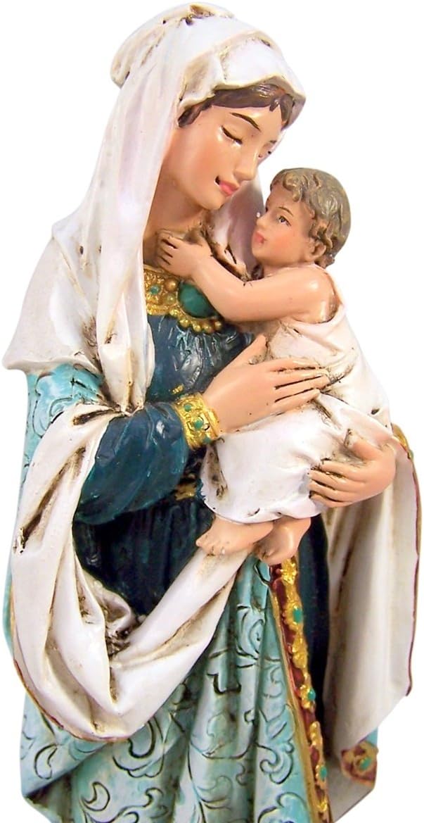 Ave Maria Collection Resin Adoring Madonna and Child Musical Figurine, 8 1/2 Inch