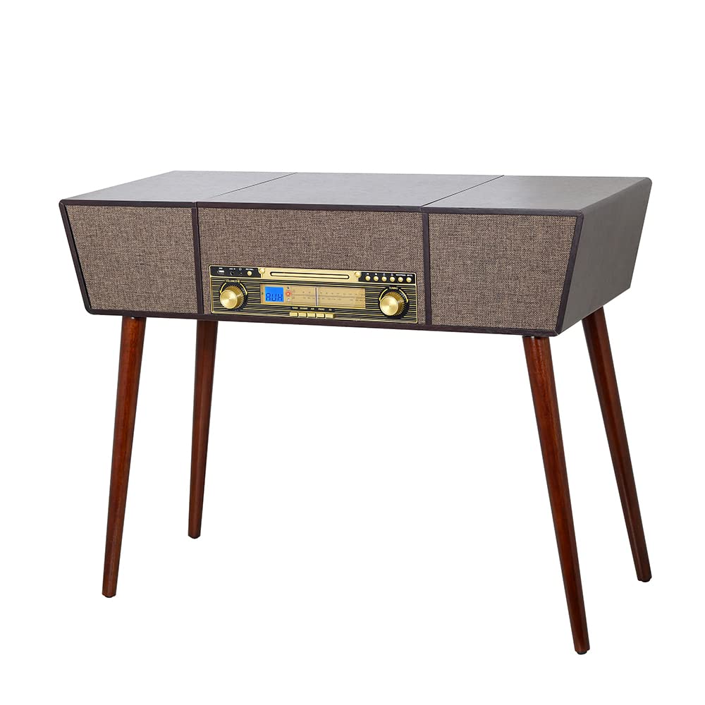 Turntable Portable Suitcase Record Player with Built-in Speakers, PC Recorder, Headphone Jack, RCA line Out Black/Red