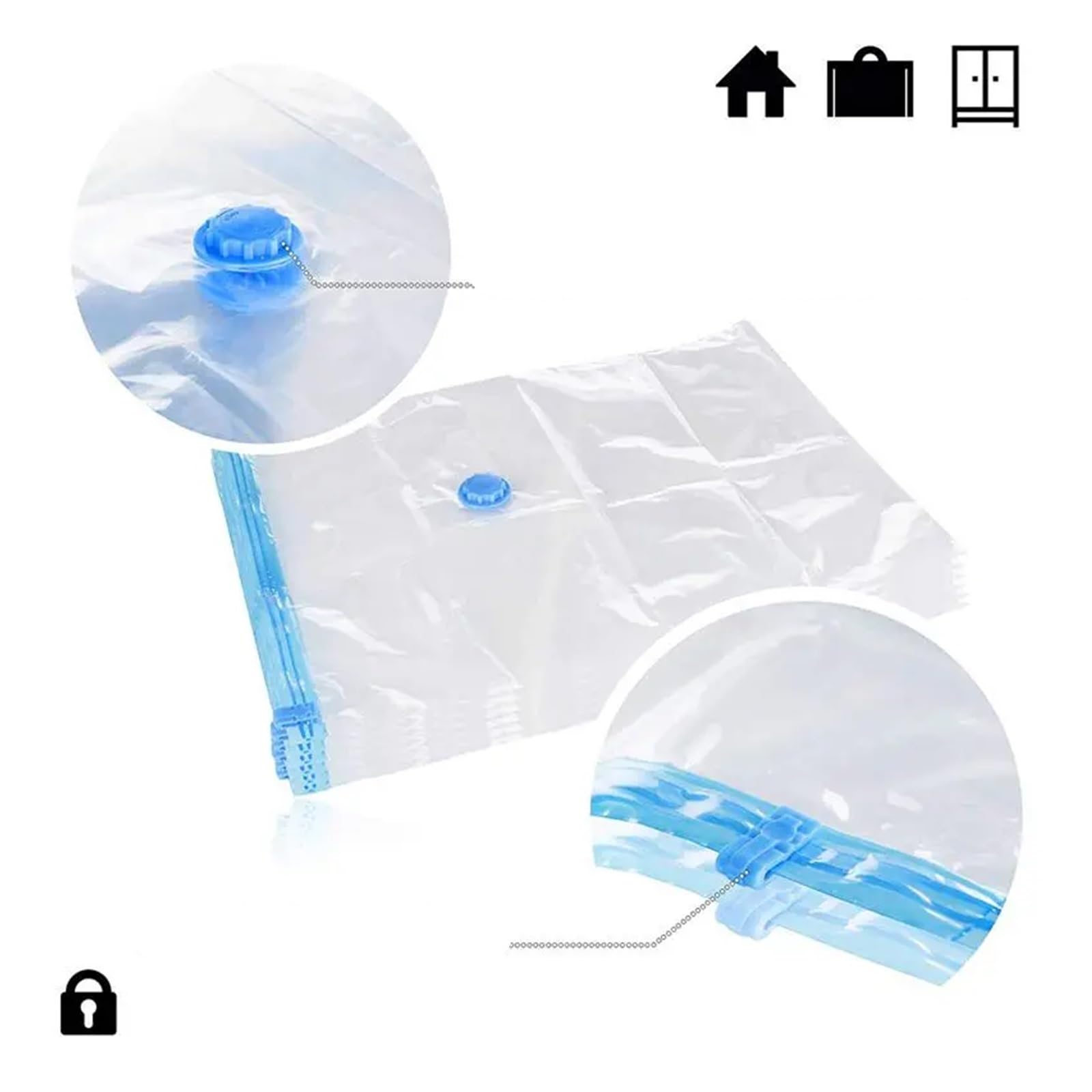 Vakuumbeutel für Kleidung, 12-teiliges Set, Vakuumbeutel, 60 x 40 cm, Aufbewahrungsbeutel, Vakuumbeutel, Vakuumbeutel