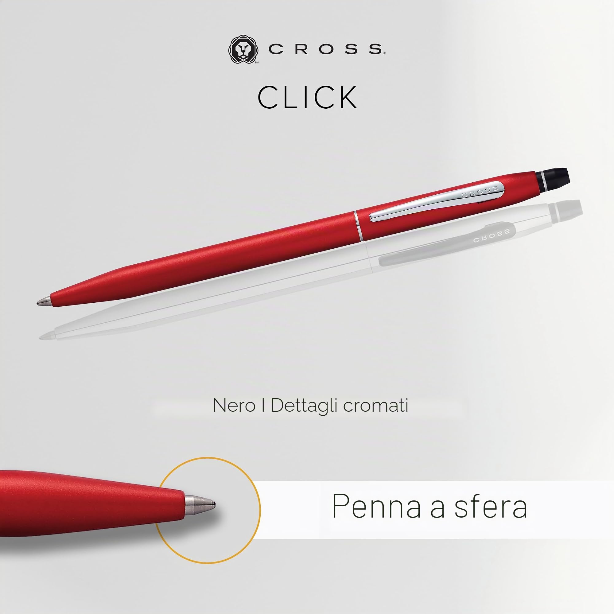 A. T. Cross penna a sfera cross Click Rosso Metallizzato, in Self serve Confezione