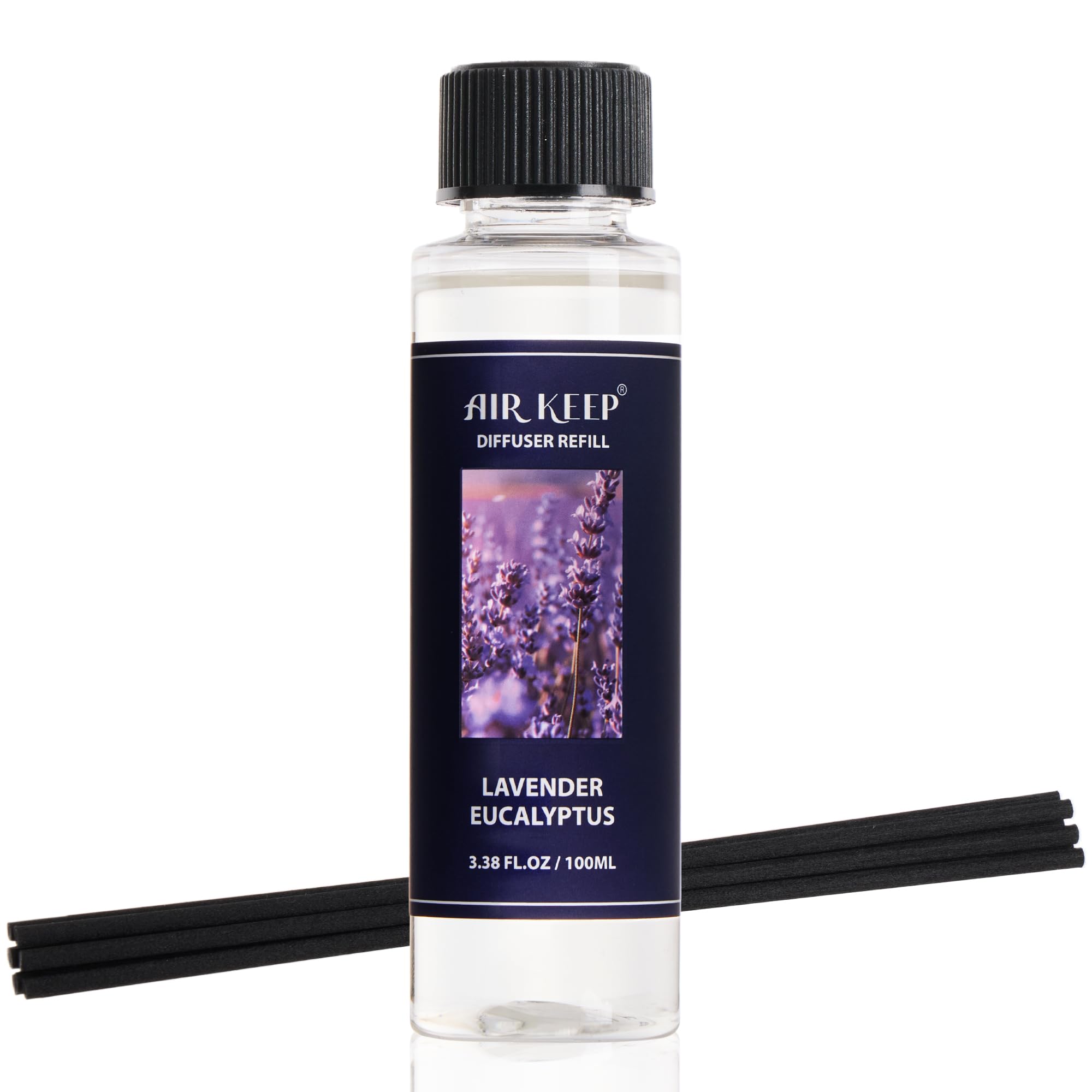 Airkeep Reed Diffuser Set,1.69 fl oz (50 ml) - Lavender Eucalyptus Oil Diffusers with 8 Reed Sticks,Home Fragrance Reed Diffuser for Bathroom Shelf Decor