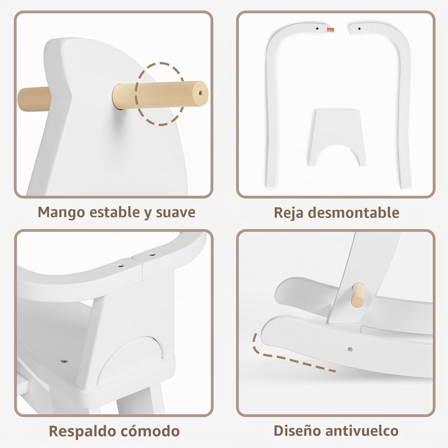 Labebe Bebé Mecedora Madera Blanco, Caballito Blanco para bebé 1-3 años, Caballo Mecedora Caballo pequeño/Columpio niño/Caballito/Animal Swing