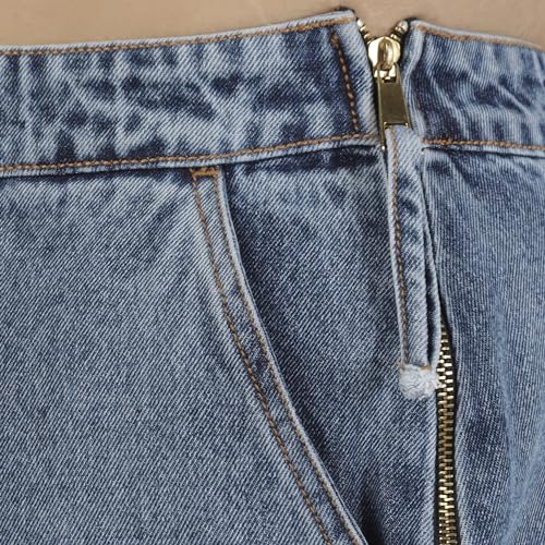 Image of Womens Plus Size Hipster Fit Mid Blue Denim Skirt