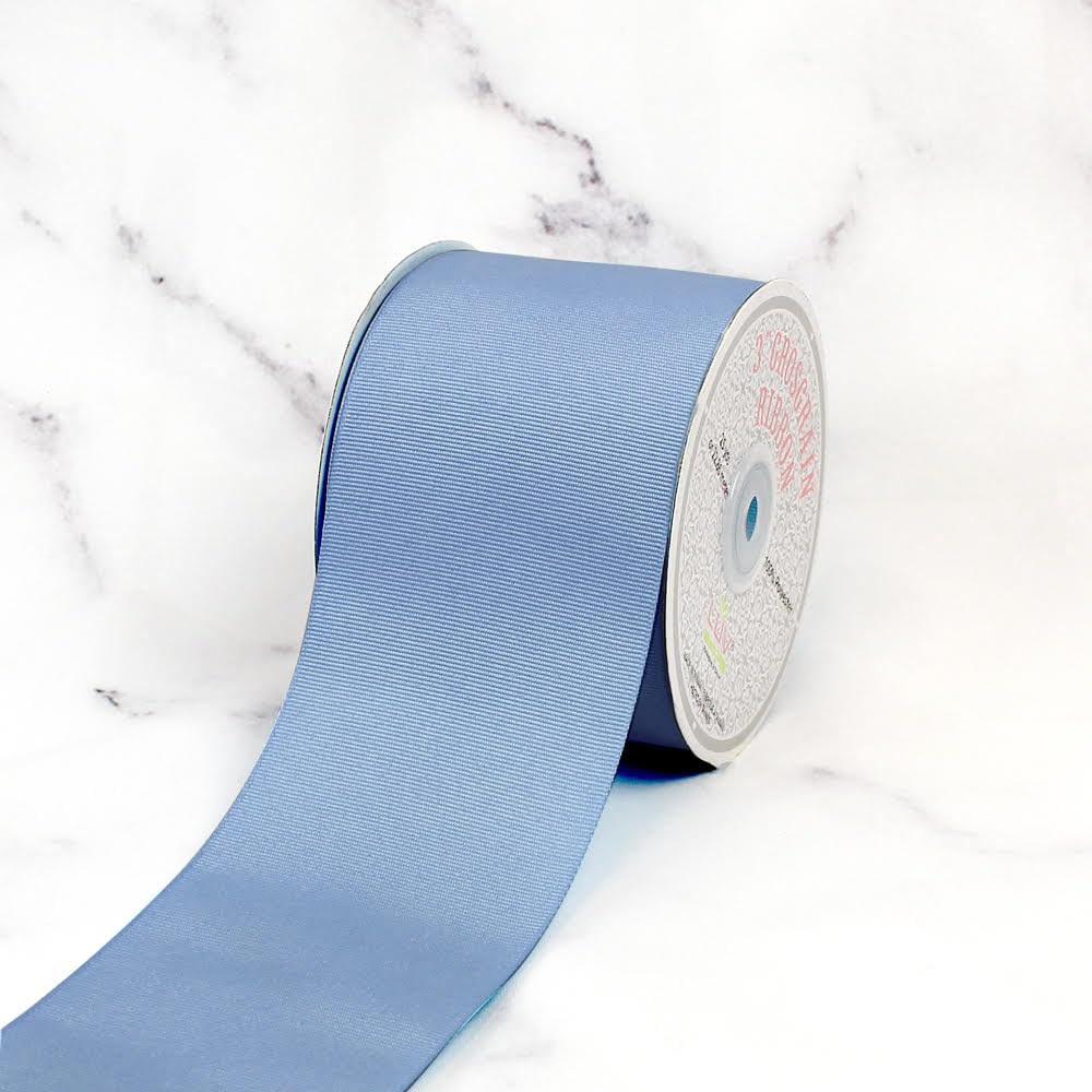 Ruban gros-grain bleu denim large pour structurer vos grands nœuds sans s'affaisser