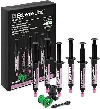 Errecom Extreme Ultra 6 x 5 ml, Leak Stop for Vehicle Air Conditioning Systems, Contains Adapters for R134a and R1234yf
