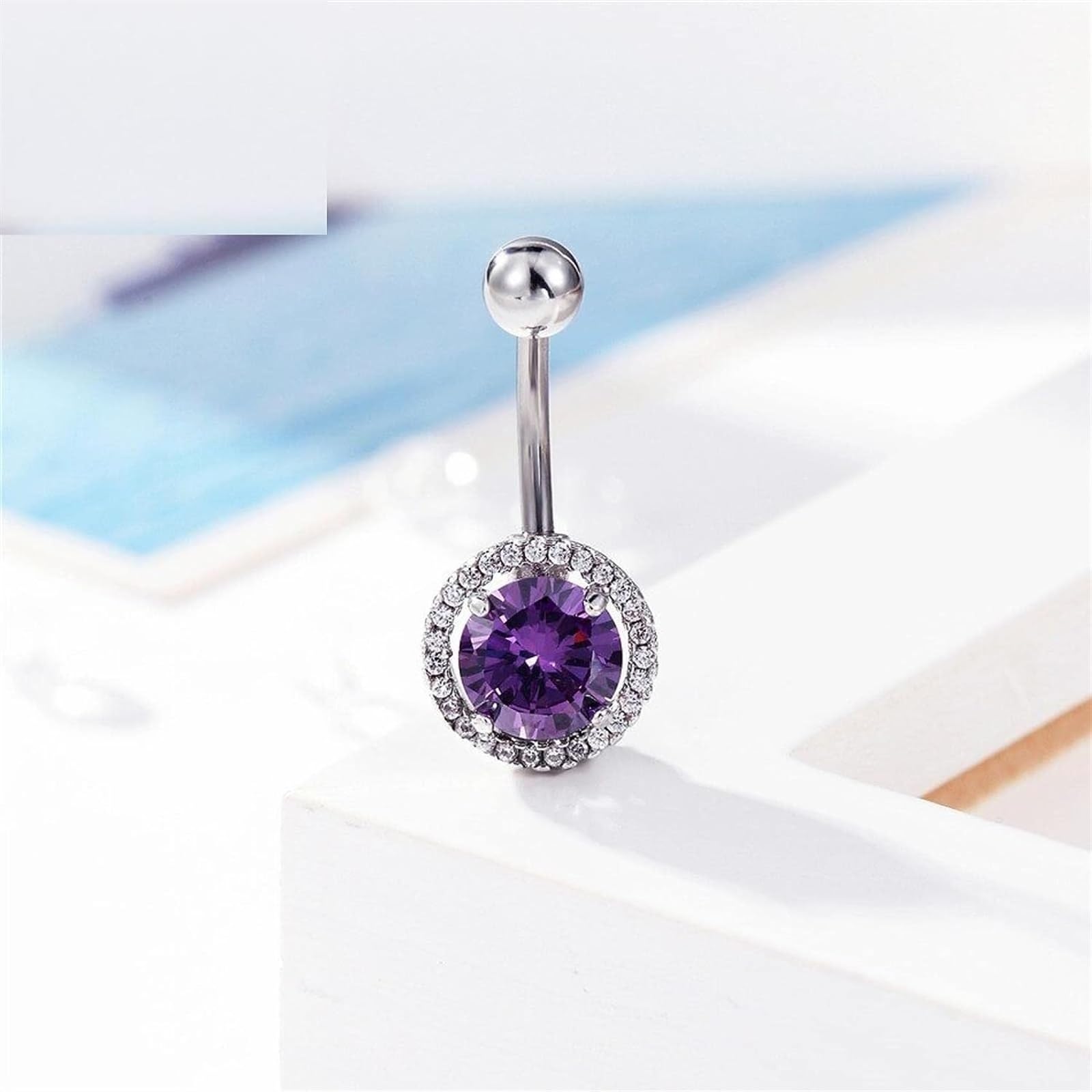 KanDuo Anillos for Ombligo, Piercing for el Cuerpo, Anillos for Ombligo, 2 Piezas/Juego, Anillos Colgantes for Ombligo, 0.56 oz, Barra de perforación, Cristal, joyería for el Cuerpo, Barra for Mujer