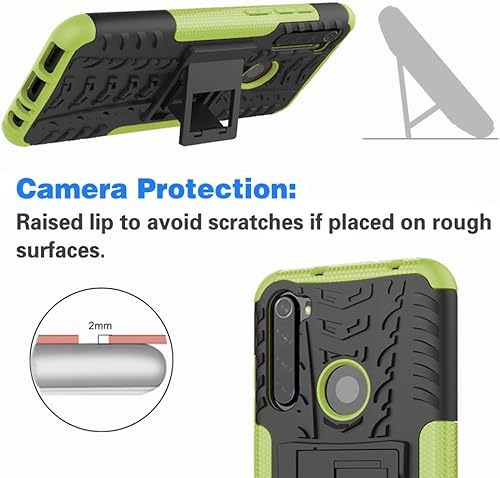 Miniatura 6 de Asuwish Funda de teléfono para Xiaomi Redmi Note 8 con protector de pantalla de vidrio templado y soporte delgado híbrido resistente resistente