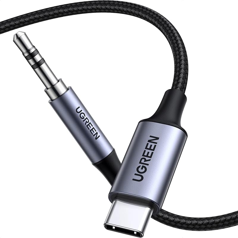 UGREEN Cable adaptador de audio USB C a Aux tipo C a 3,5 mm macho, gris, 6,6 pies | Chip DAC, trenzado, cable auxiliar para auriculares estéreo de alta fidelidad para auto, compatible con iPhone 17 16 Pro Max, Galaxy S26 iPad Pixel 10