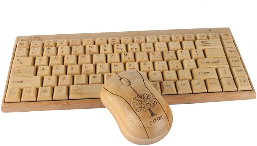 Bamboo Keyboard and Wireless Mouse Set 2.4GHz Standard 109 keys Handmade Bamboo Wooden PC Wireless Keyboard + Bamboo Wireless Mouse Comb