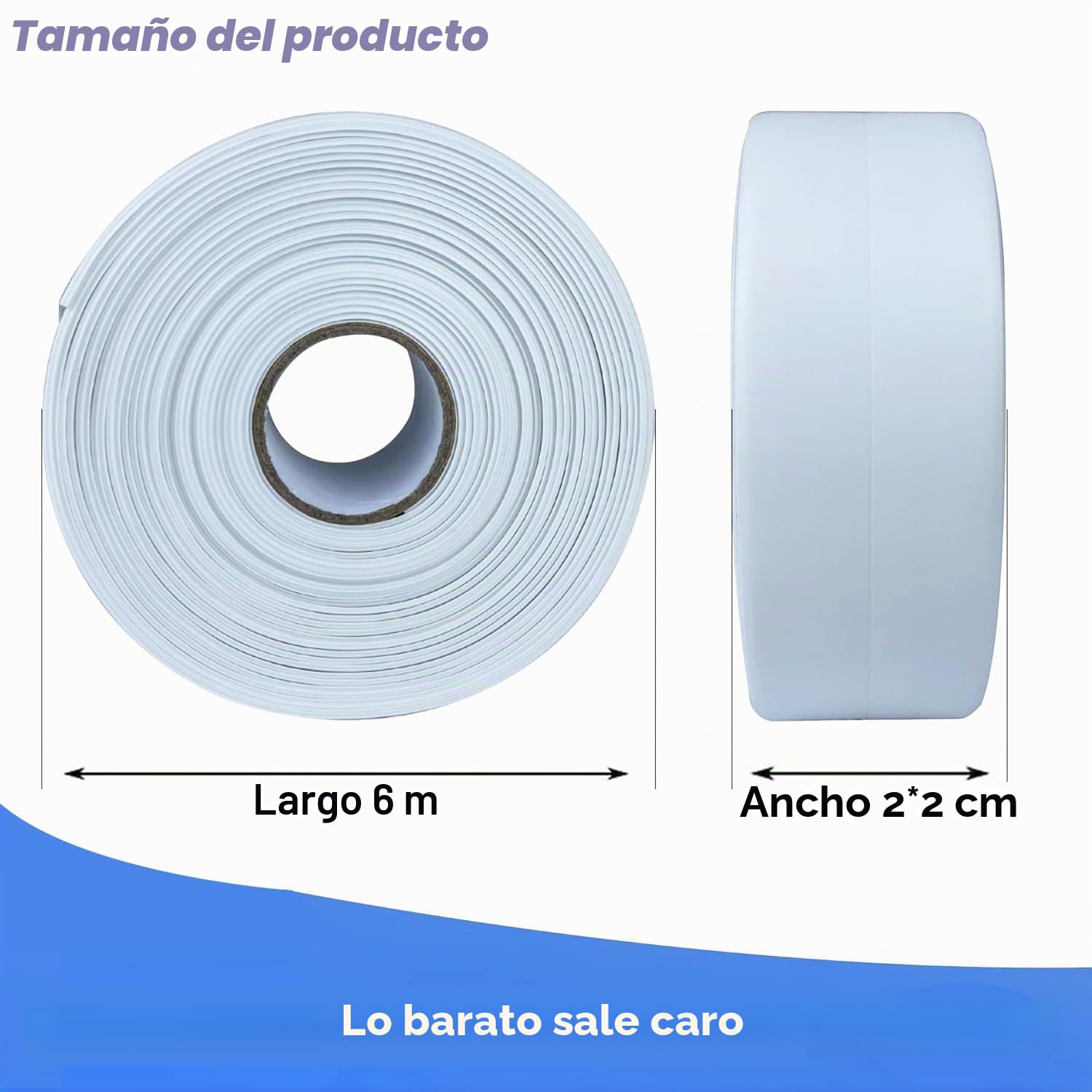 Rodapiés Autoadhesivo Flexible 6m x 40mm Perfil PVC Rodapie de Acabado Rodapiés Flexible Cinta Autoadhesiva para Cocina y Baño Cinta de Sellado Impermeable