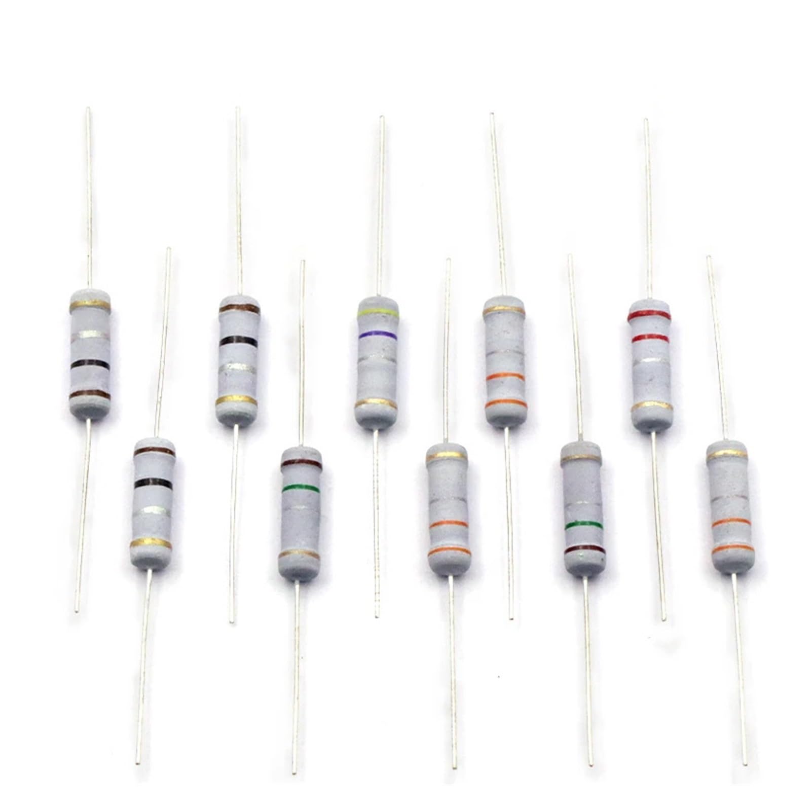 Resistore a Film di Carbonio 20 Pezzi 2W Resistenza al 5% 0,1Ω-2MΩ 0,47 10 100 200 470 820 1K 4.7K 10K 47K 100K 200K 330K 470K 1M 1.2M Ohm(2.7K Ohm)