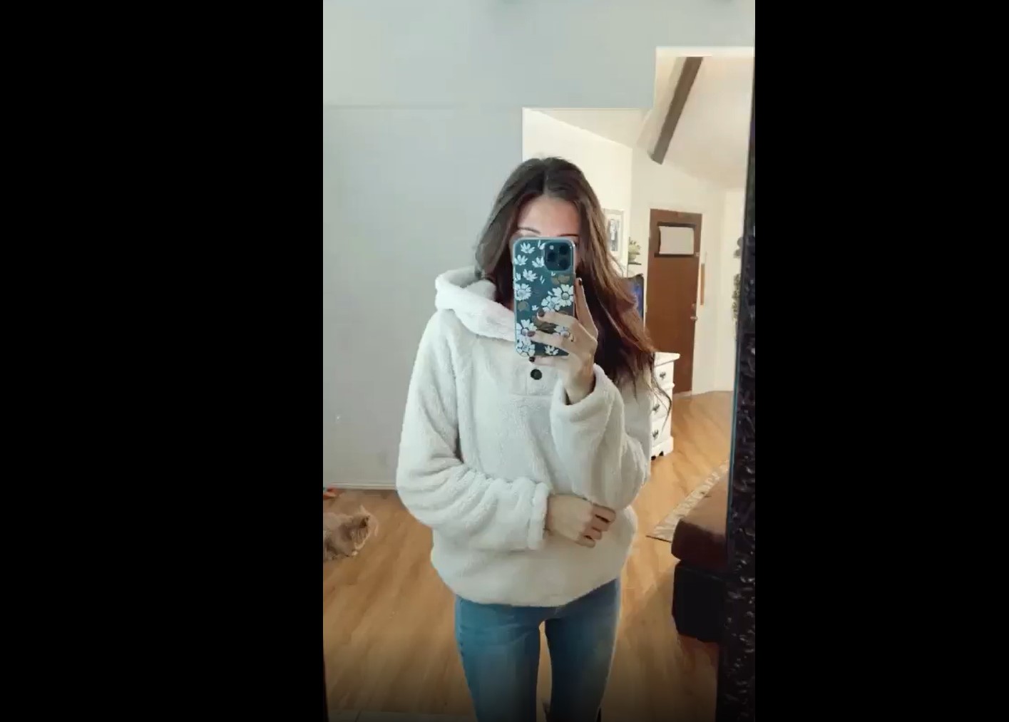 Sherpa Button Down Hoodie Pullover with Pockets