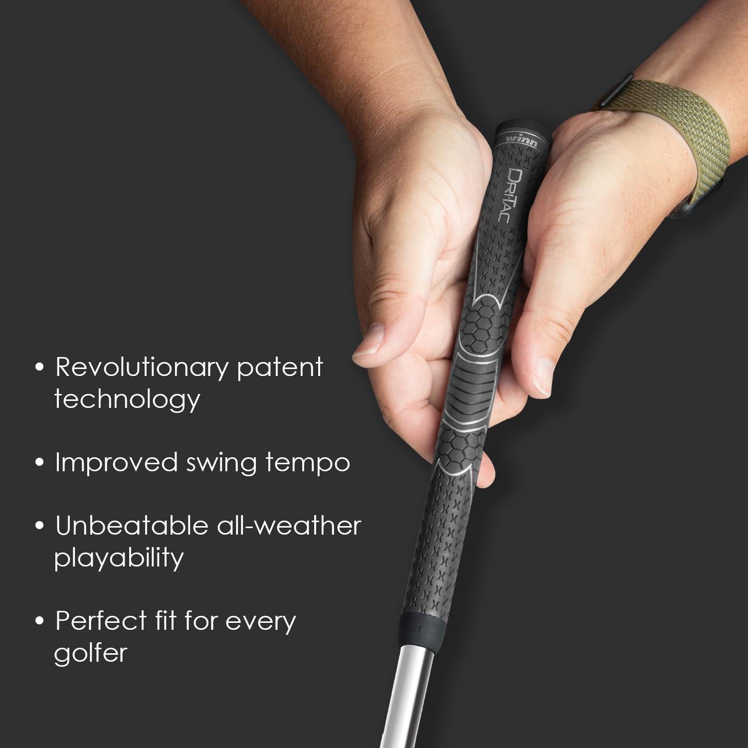 Winn Golf Grip DriTac Oversize +1/8" Non-Slip & Cushioned Comfort, Moisture-Wicking & Shock Absorption, AVS Technology, Hand Alignment & Lighter Grip Pressure, Tacky in All Weather