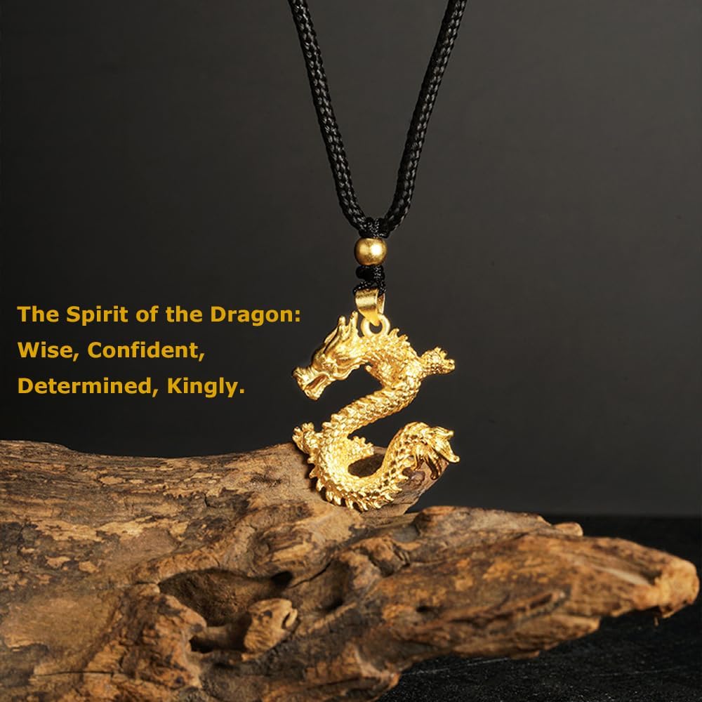 Dragon Necklace for Men Women Gold Pendant Symbolize Strength and Wealth Unique Dragon Jewelry Spiritual Gifts Adjustable - Image 4