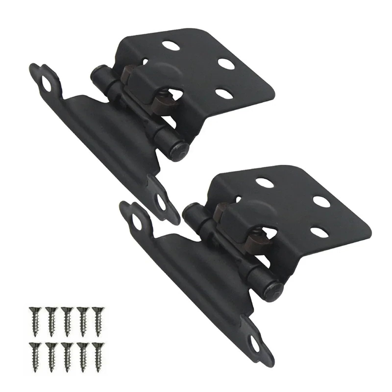 Iklaaqetbxps Black 2 Pack Overlay Hydraulic Buffer Hinges, Face Mount Self Closing For Cabinet And Cupboard Doors(Black)