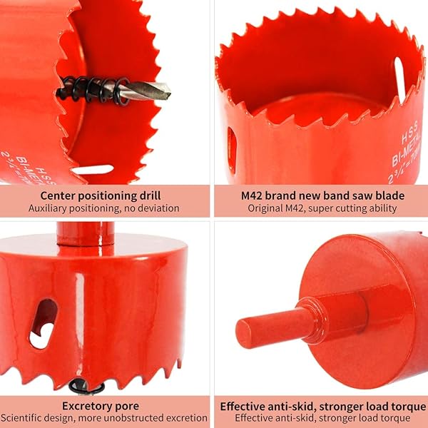 35 mm Hole Saw Drill Bit HSS Hole Cutter with Arbor for Wood and Metal LAIWEI (1-3/8 Inch (35 mm) - 3