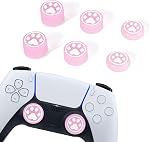 DLseego 6PCS Thumb Grips Caps for Xbox One X S PS5 PS4 PlayStation DualSense Switch Pro Wireless Controller Steam Deck, Soft Silicone Fluorescence Glow Luminous Button Joystick Cover Cat Paw, Purple