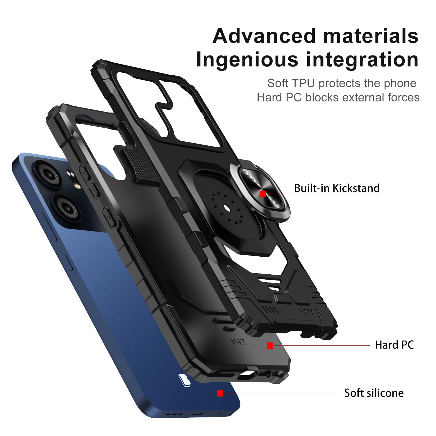 Amazon.com: for BLU View 5 Phone Case/BLU F5 5G Case with Screen  Protector,Blue View 5 Phone Case with Magnetic Ring Kickstand,Dual Layer  Heavy Duty Military Grade Shockproof Cover for Blu View 5