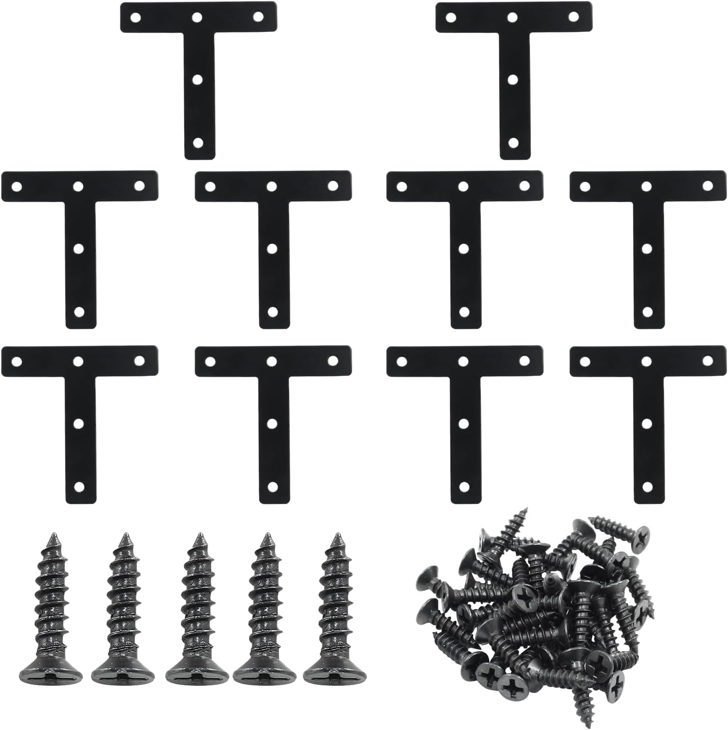Hordion 10Pcs 3 x 3 Inch T Bracket Corner Brace (80 X 80mm