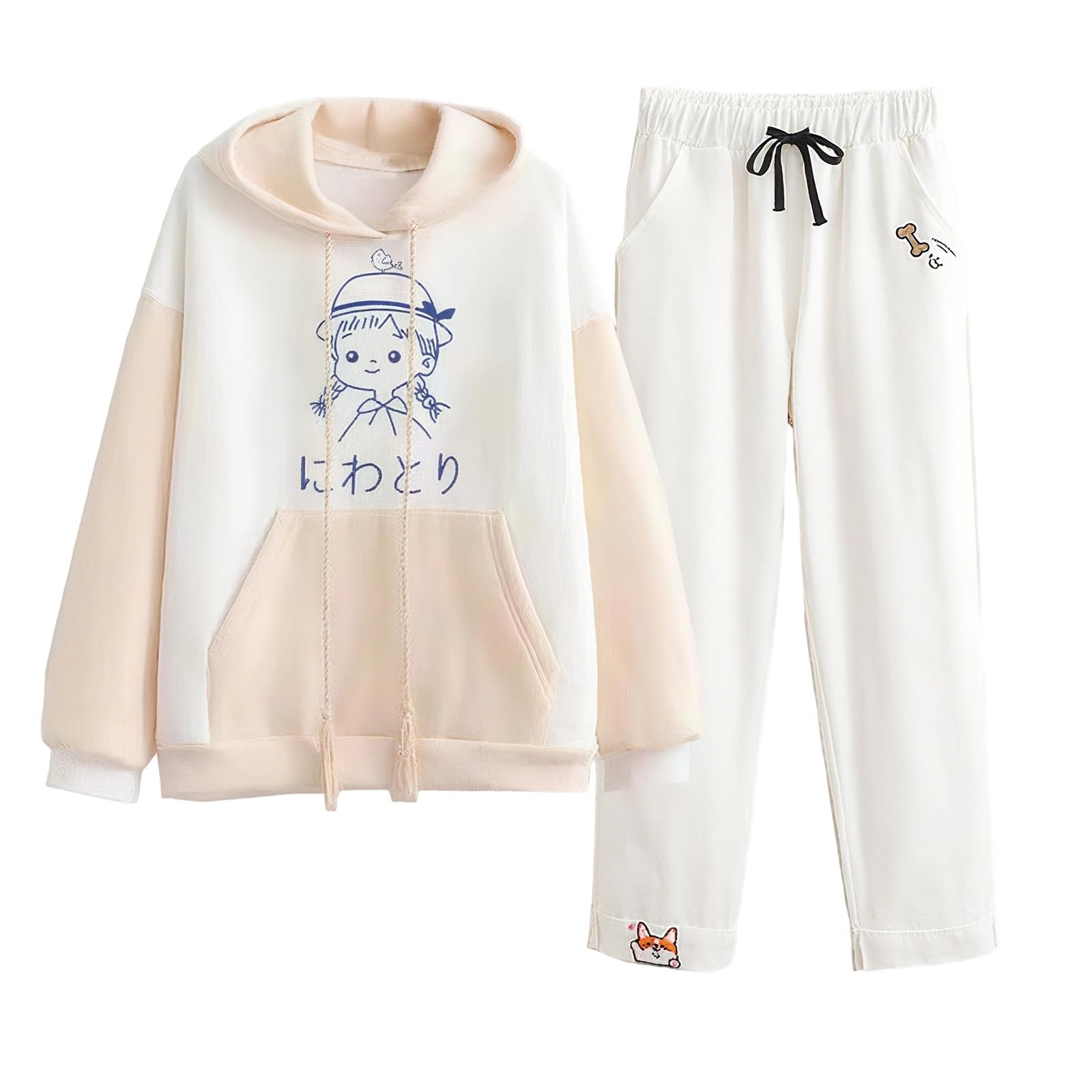 Genérico Conjunto Deportivo Niña - Conjuntos Y Conjuntos para Niñas: Conjunto De 2 Piezas con Sudadera Y Pantalón Informal Holgado Y Moderno Ropa Cómoda para Niñas Pequeñas Y Adolescentes