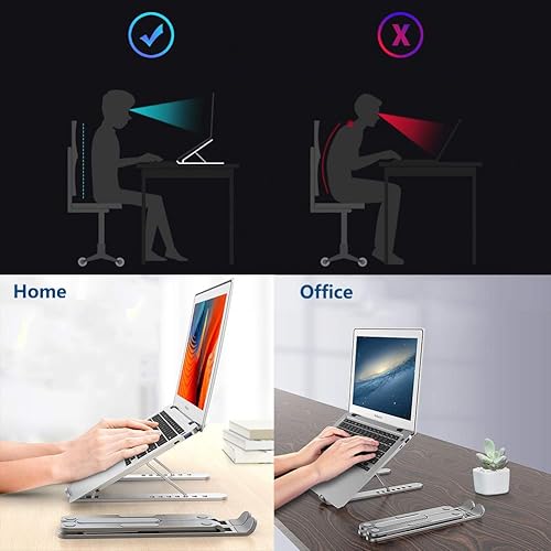 Miniatura 2 de Soporte para laptop, portátil, plegable, elevador de escritorio, altura ajustable, ergonómico, resistente, de aleación de aluminio, para tablet,