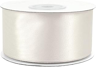 Satinband 38mm x 25m Rolle - FARBAUSWAHL in 3/6/12/18/25/38/50/75/100mm - farbecht & waschbar - Schleifenband für Hochzeit - Geschenkband zum Verpacken Dekorieren Basteln - Ivory/Elfenbein 810