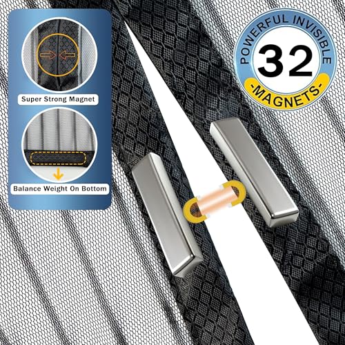 38" x 83" Magnetic Screen Door w/ 36 Magnets & Weighted Bottom (Black) - image 3