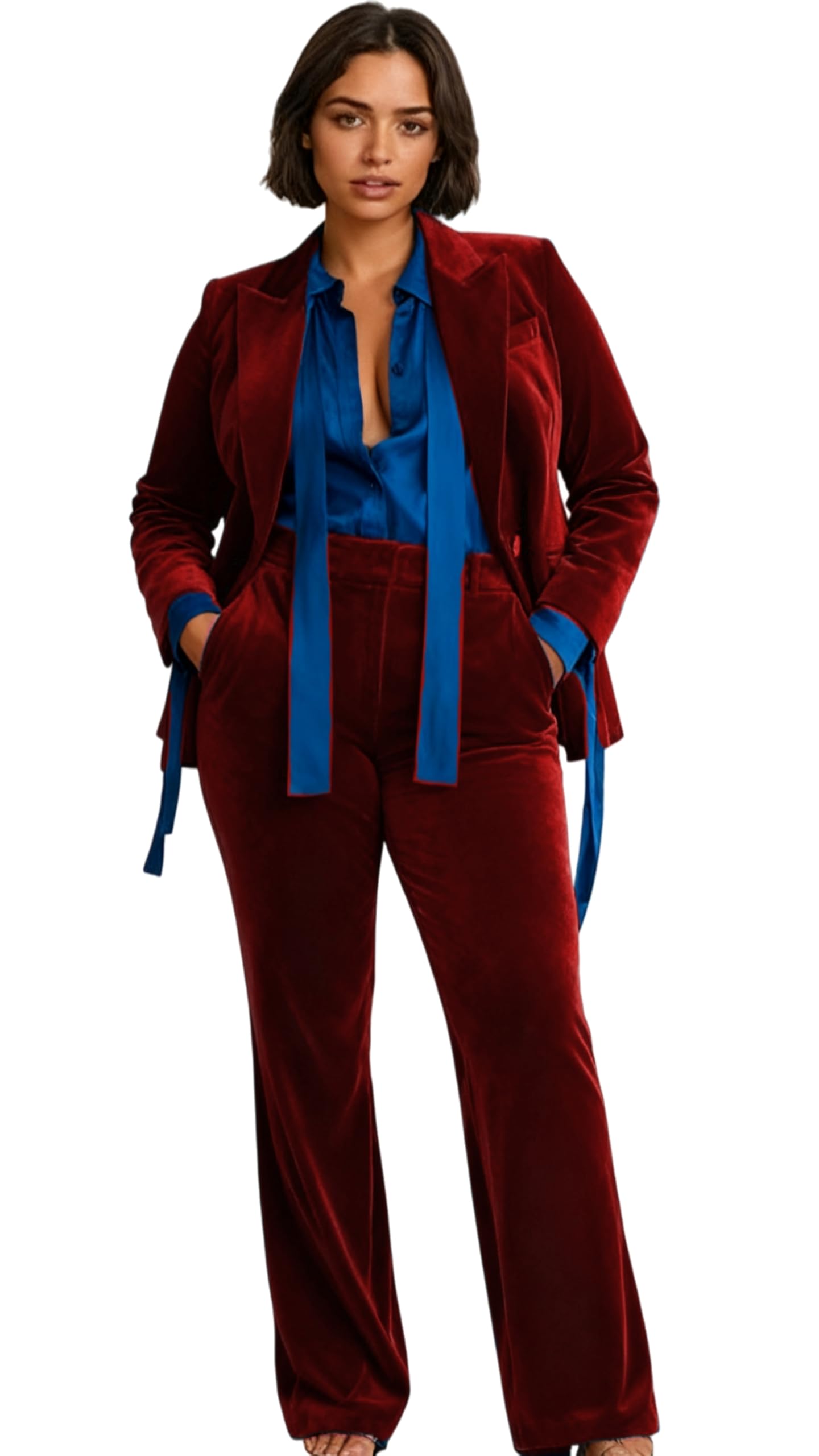 Plus Size Velvet Womens Suits 2 Piece Pant Suits Tuxedos Pantsuits Set Women Business Winter Work Office