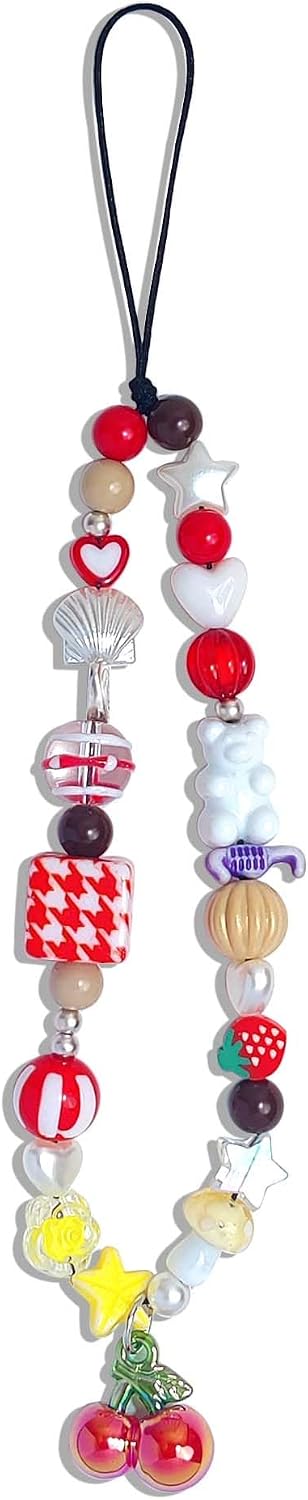 AGEN KGEN Cute Phone Charm Handmade Exquisite Beaded Phone Lanyard Wrist Strap Pink CellPhone Chain Charms Strap for Women