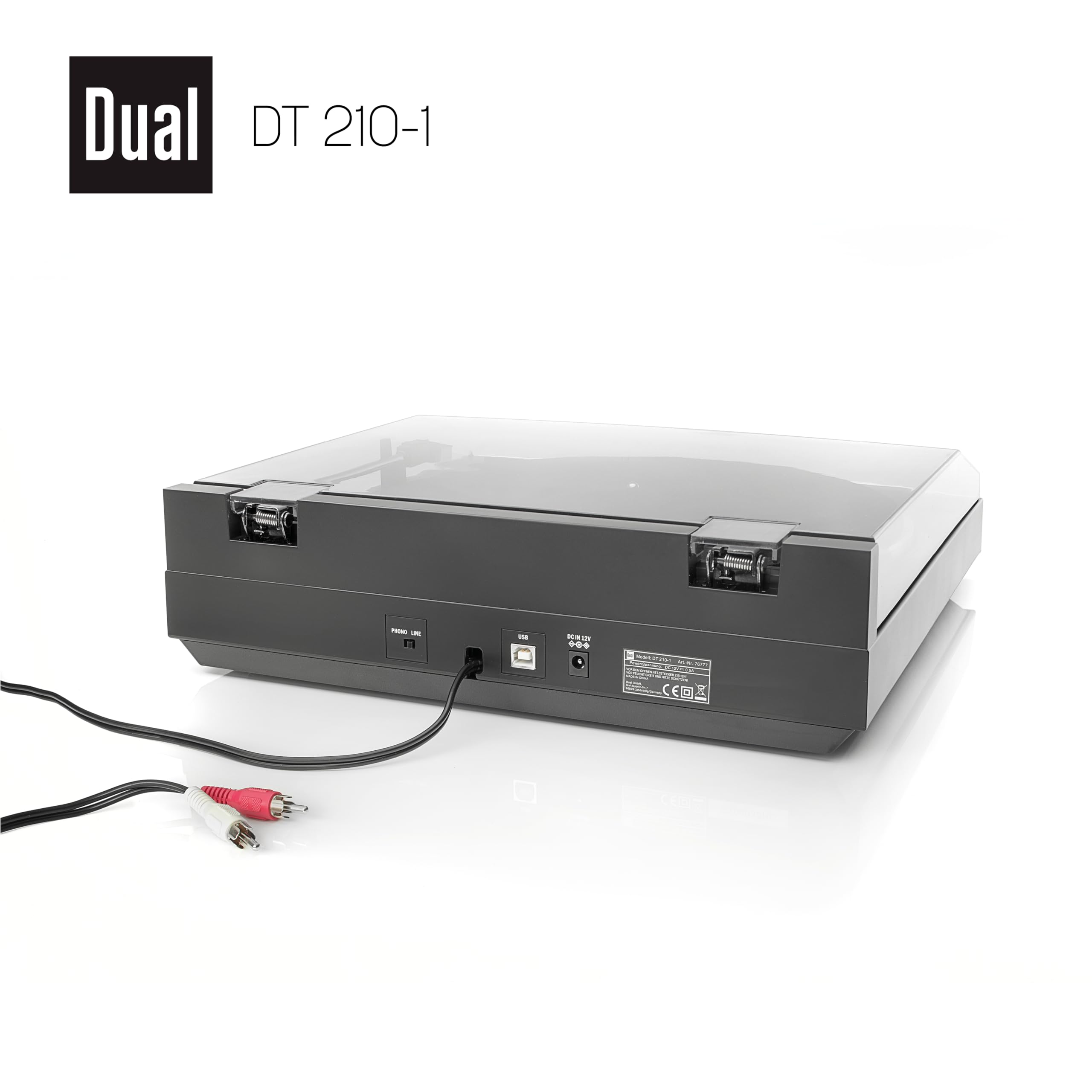 Dual DT 210-1 USB-Plattenspieler, 2 Geschwindigkeiten, Magnet-Tonabnehmer-System, Riemenantrieb, USB-Anschluss für Digitalisierung, Schwarz
