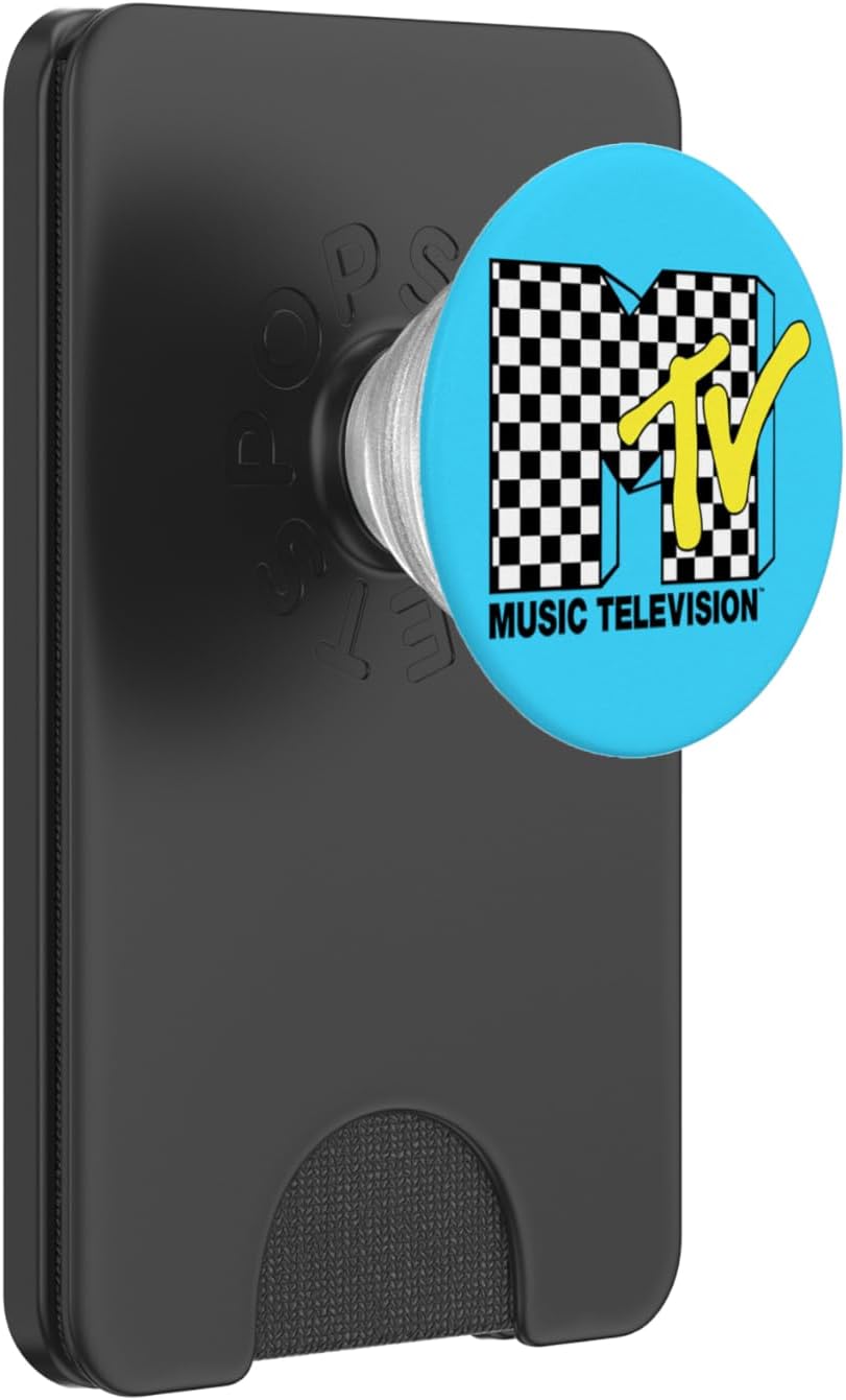 MTV Blue Yellow And Checkered Logo PopSockets PopWallet for MagSafe