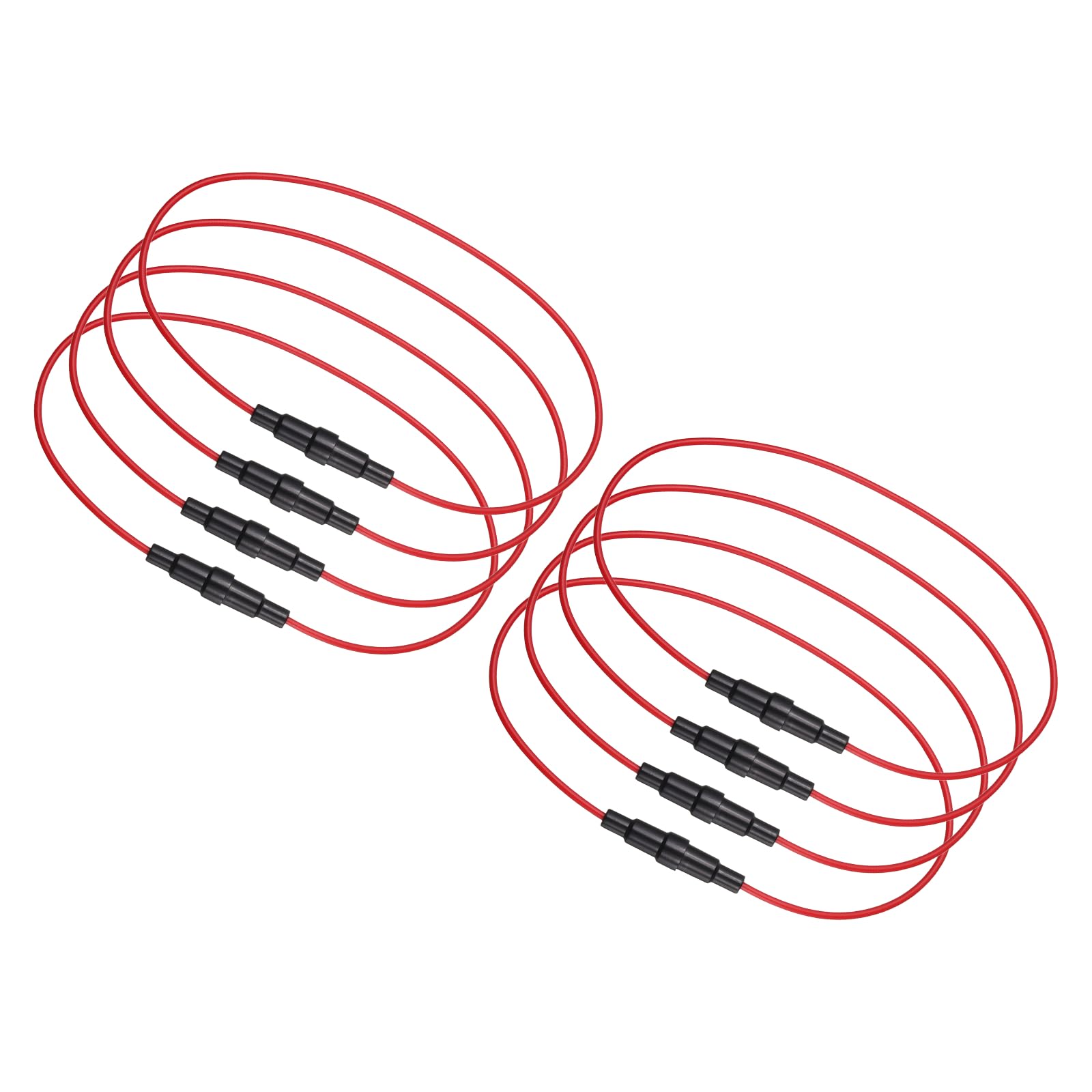 sourcing map 8 Pcs 5X20mm Inline Screw Type Fuse Holder, 250V 10A Fast-Blow Leaded Ring Fuse with 16AWG 40cm Wire
