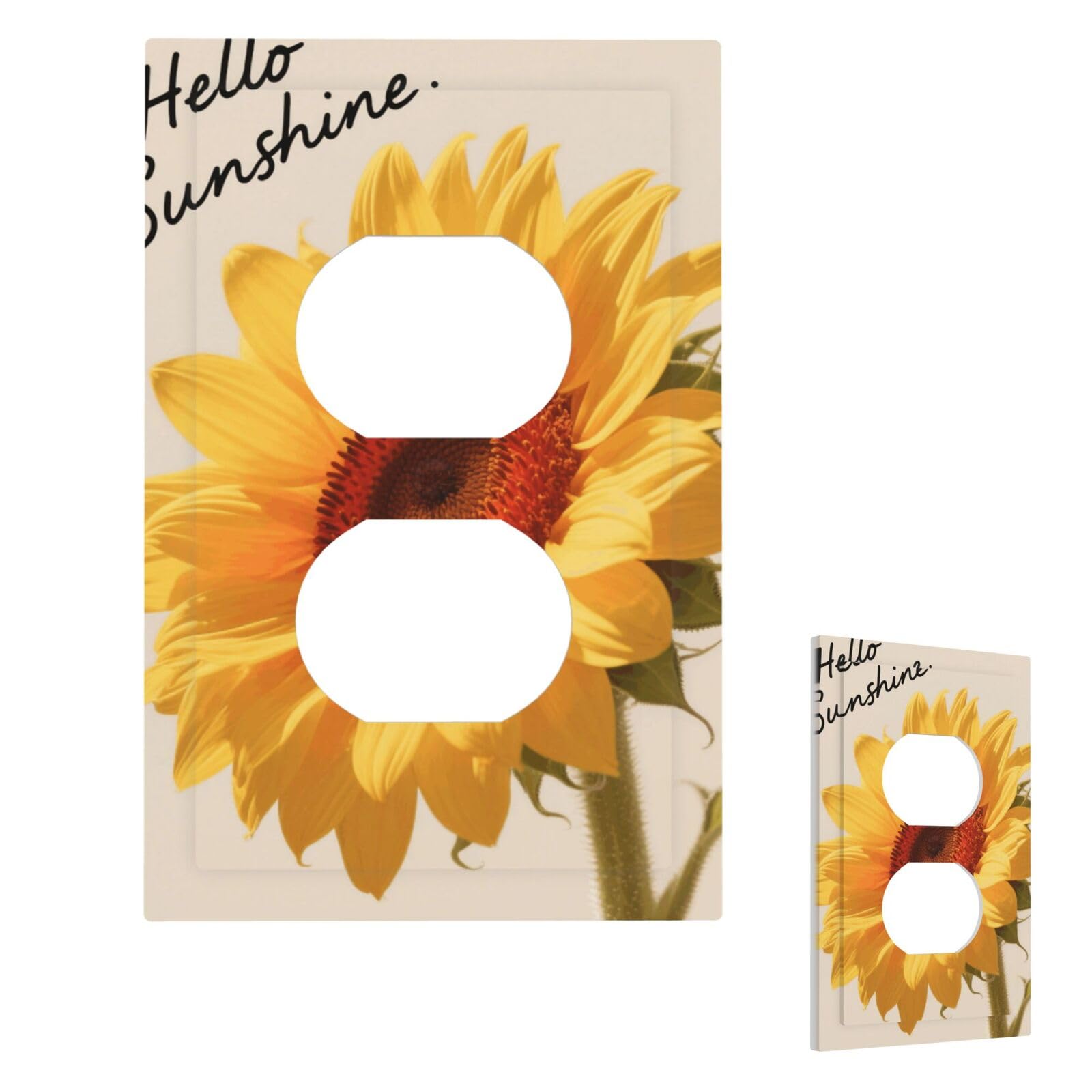 Hello Sunshine Floral Wall Plate Cover Modern Decorative 1 Gang Light Switch Cover Unbreakable Receptacle Outlet Covers For Living Room Bedroom Home Decor Duplex