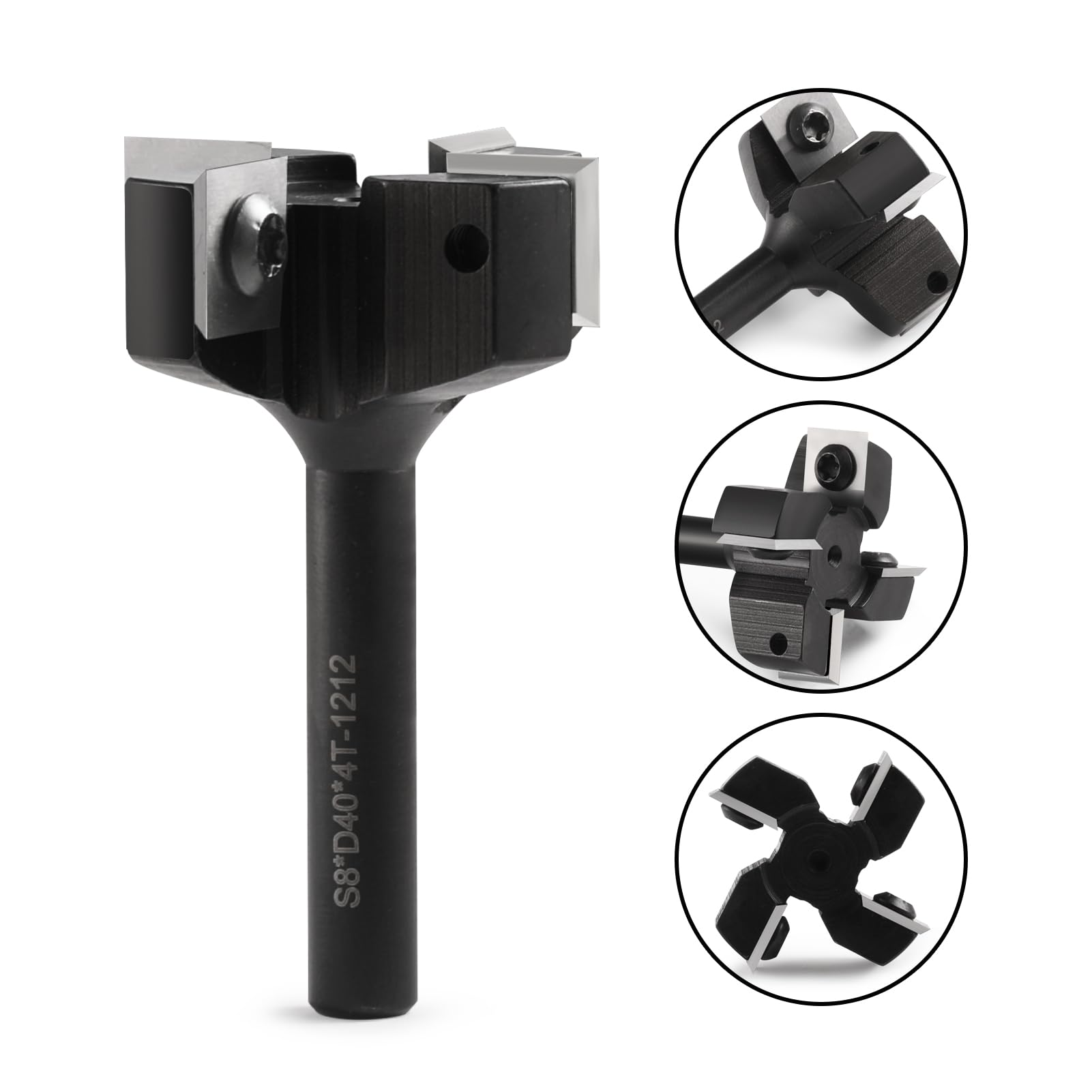 HOZLY Fresa per fresa superiore legno, diametro di taglio 40 mm, diametro gambo 8 mm, fresa per pianificazione/fresatura per bordi, coltello – Utensile professionale con 10 coltelli in metallo duro