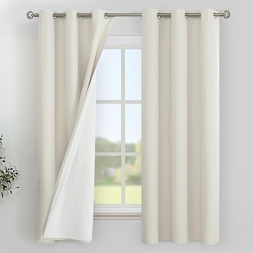 Miniatura 84 de YoungsTex Cortinas 100% opacas de lino natural de 84 pulgadas de largo para dormitorio, cortinas con aislamiento térmico con ojales, oscurecimiento