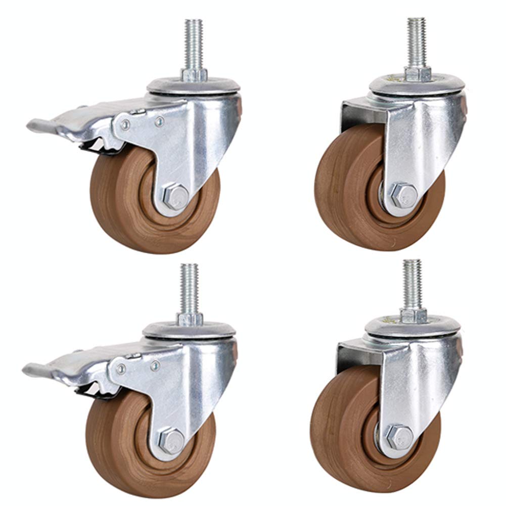 roues lourdes, 4 roues robustes Filetage M12 3 pouces 100 mm 5 '' Pivotant 400 kg-480 kg Transport industriel silencieux Nnylon avec frein, Four à chariot for meubles d'usine(5inch M12 2brake+2swivel)