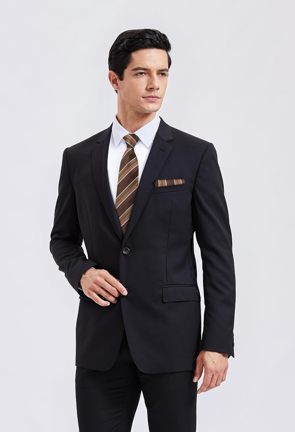 Enlision Mens Ties Stripe Tie and Pocket Square Set Classic Formal Woven Neckties Handkerchief Cufflinks Wedding - Image 5