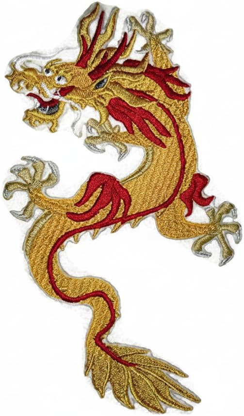 BeyondVision Custom Yellow Dragon Embroidery Iron On/Sew Patch [6.54" * 4.7"][Made in USA]
