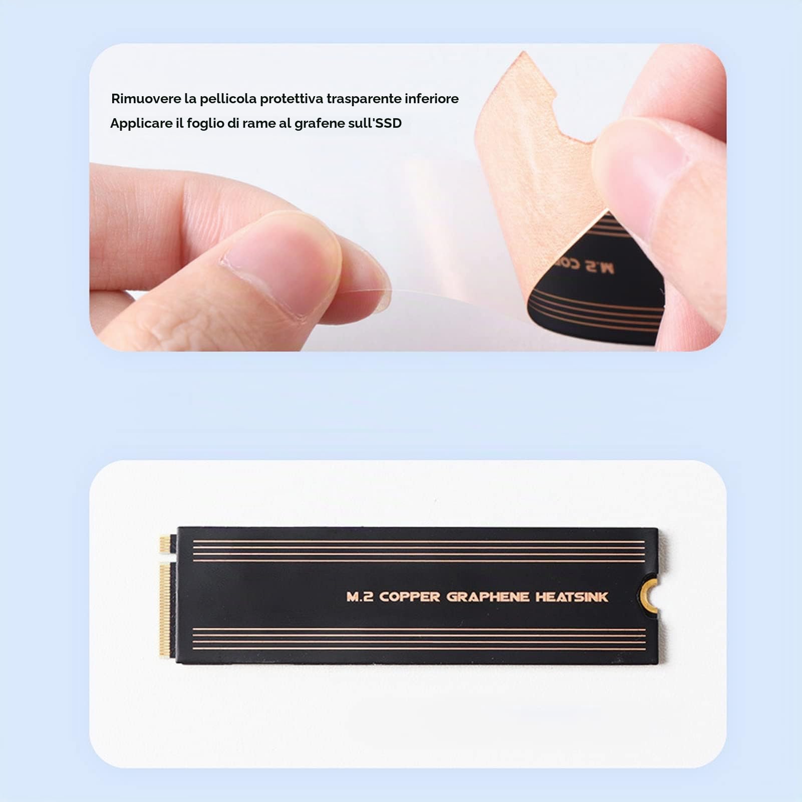 Dissipatore di Calore in Grafene SSD M.2, Grafene M.2 Rame di Raffreddamento del Disco Rigido a Stato Solido Nvme per PC Laptop, Adesivo di Raffreddamento per Custodia per Disco