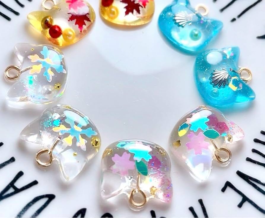 【mooncho様】840.天然石　スーパーセブン　じゃれ猫　レジン　チャーム mooncho様】840.天然石 スーパーセブン じゃれ猫 レジン