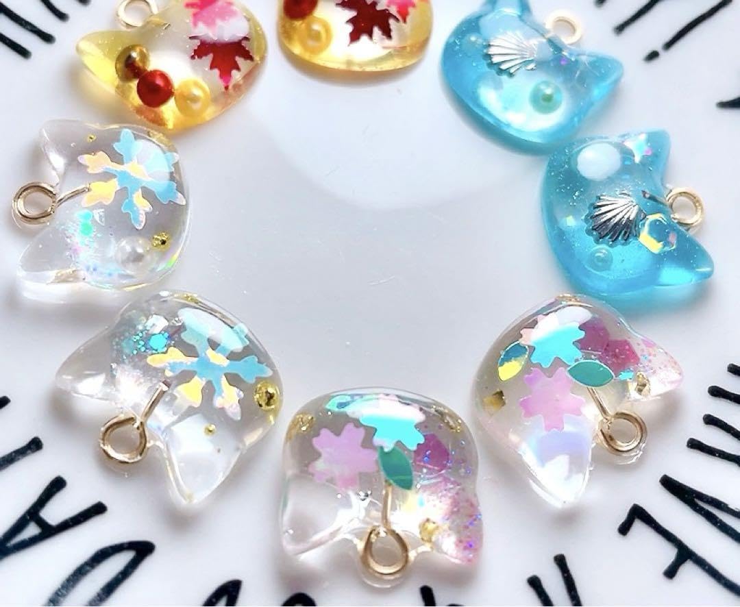 Amazon.co.jp: No.1178チャームペンダントトップ♪カン付きレジン♪猫