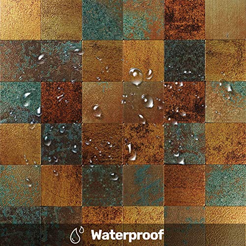 Adedeo Metal Backsplash Tile Self-Adhesive Aluminum Surface Mosaic Peel And Stick Tile White Marble Grain & Gold For Kitchen Backsplash Bathroom Wall (5 Sheets) #TOP5