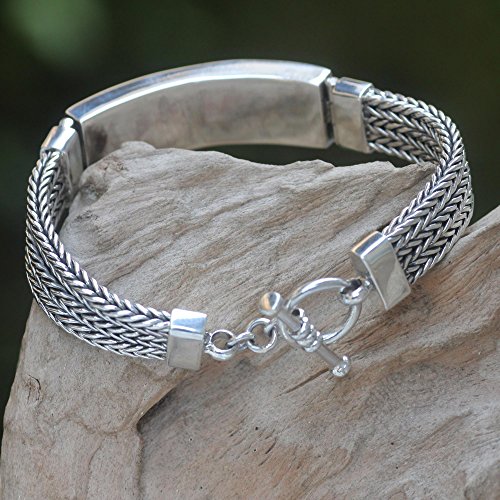 Novica Handmade Men's .925 Sterling Silver Pendant Bracelet Link No Stone Indonesia [8 In L X 0.5 In W] 'New Classic' #TOP1