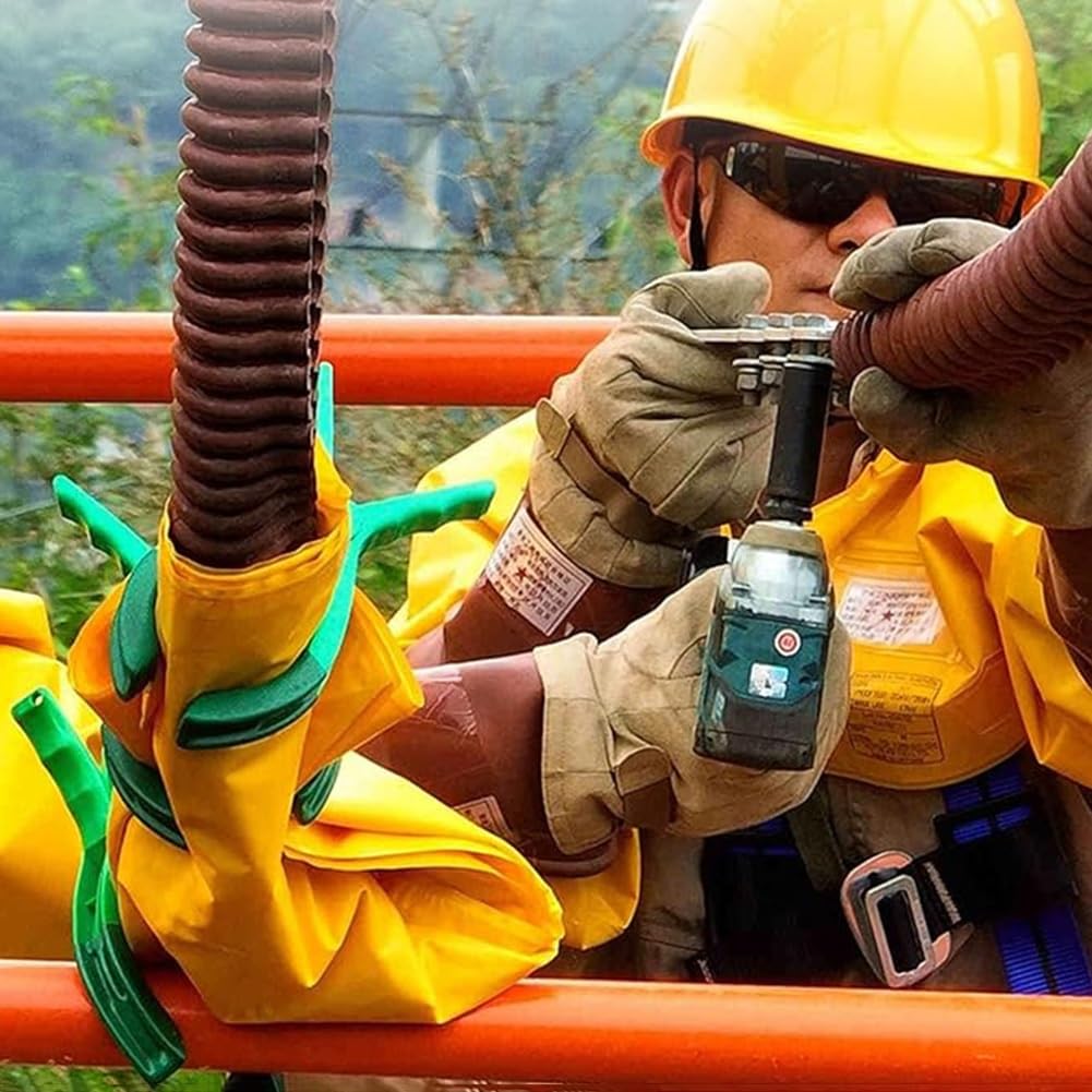 2er-Pack Isolierdecke zum Schutz vor Stromschlägen, große Hochspannungs-Isoliermatte für Elektriker mit 4 Clips, handelsübliche gelbe isolierte wasserdichte Matte(Yellow-0.4kv,600x800mm)