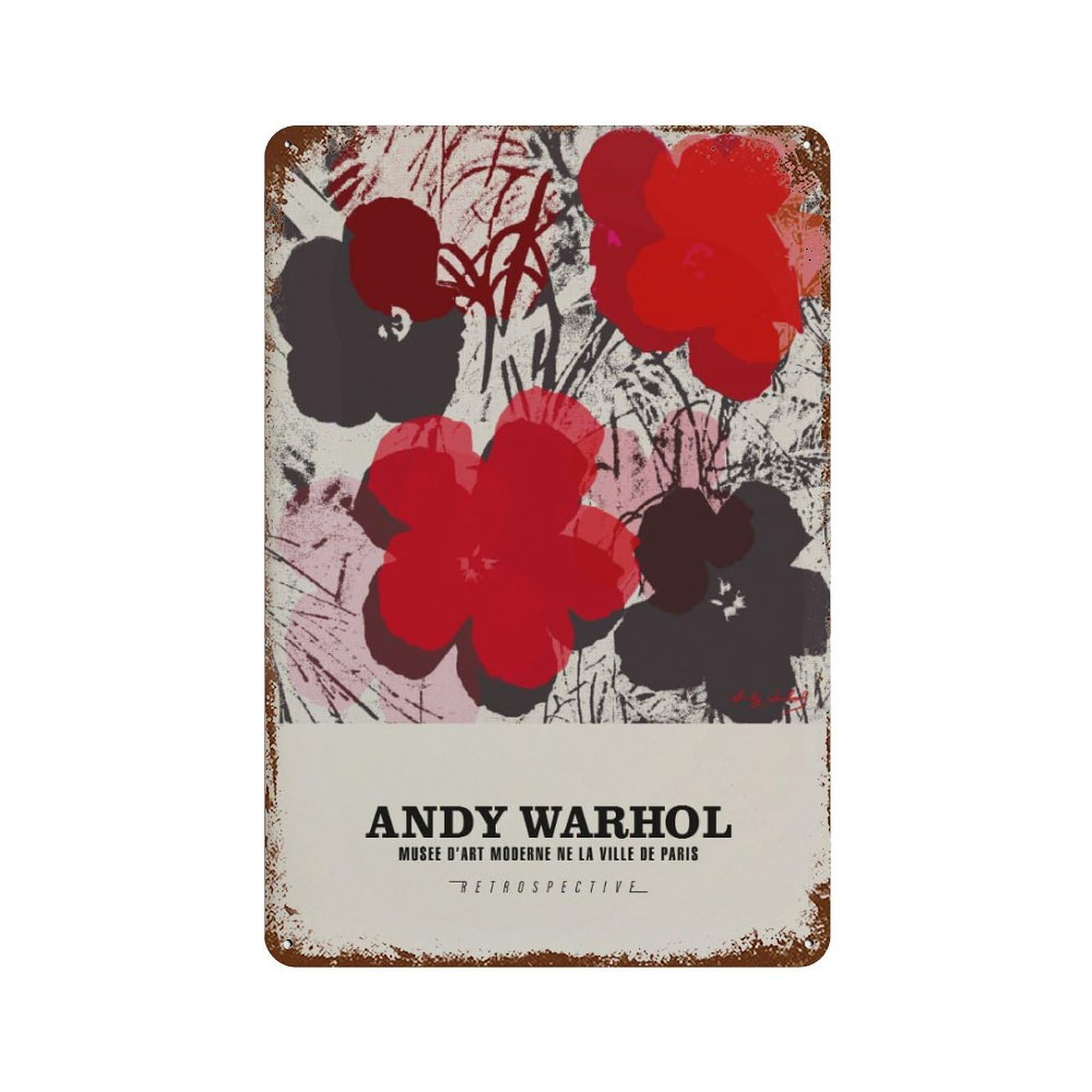 xiaoxiaoshen Andy Warhol Flowers Exhibition Pop Wall Decor Art Metal Tin Poster Modern Home Decor Art Home Bar Shop Decorations Vintage Sign 30x20cm