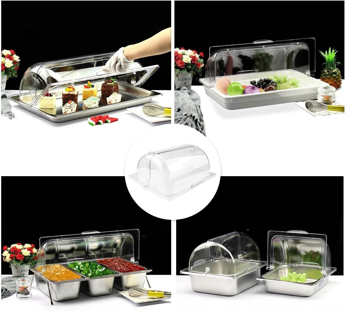 Chafing Dessert Cake Cover Plastic Clear Proof Food Display Cover Cake Plate Food Display Lid Dim Sum Dust Cover for Display and Protect Delicious Bakery Treats