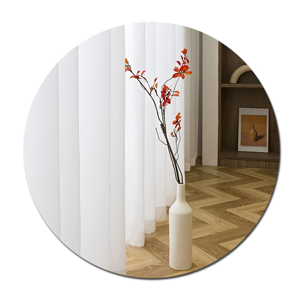 Beser Lee Round Acrylic Mirror for Walls, Large Safe Shatterproof Bathroom Frameless Mirror Stickers Wall-Mounted Unbreakable Mirrors for Make Up Vanity Baby Room Decor Decoration