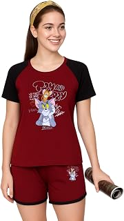 White Moon Women's Night Suit Shorts Set and Top for Woman Night Wear Tshirt Short Set Summer Cotton Regular Fit Sleepwear... Price In India