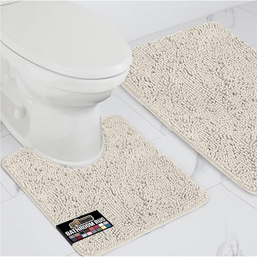 Vista 62 de GORILLA GRIP - Juegos de alfombras de baño, juego de 2 alfombras de área de felpilla suave, alfombra base de inodoro y alfombra de 30 x 20, Gris